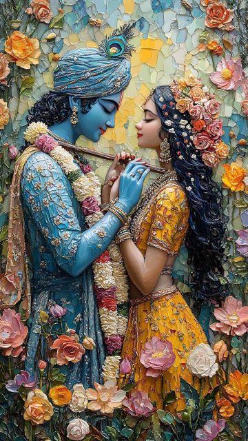 Radha Krishna 3D iPhone Wallpaper