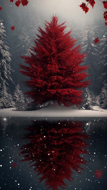 Red Christmas Tree Wallpaper