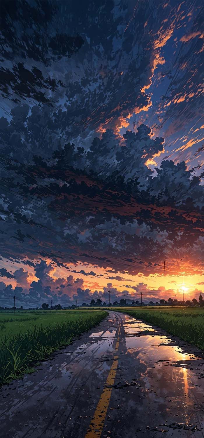 Sky Road Reflection Wallpaper