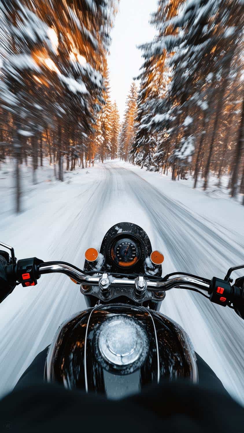 Snow Motorcycle Ride Wallpaper