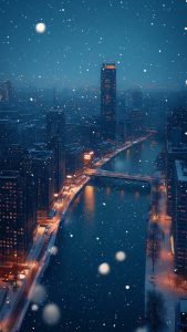 Snowfall City Wallpaper