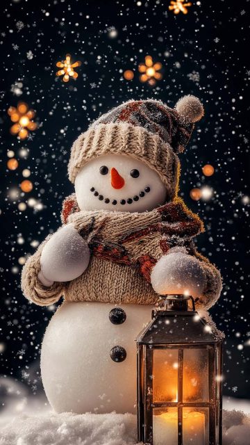 Snowfall Snowman Wallpaper