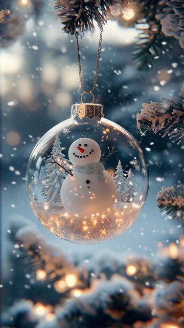 Snowman in Glass Wallpaper