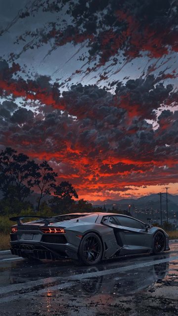 Sunset Lambo iPhone Wallpaper