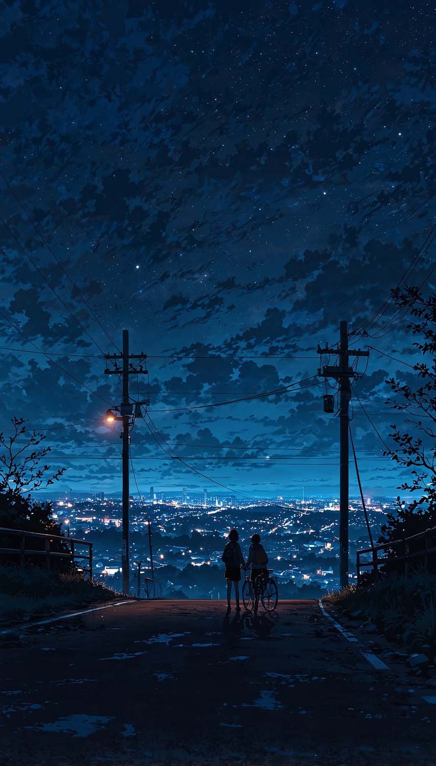 Walking Together in Night iPhone Wallpaper