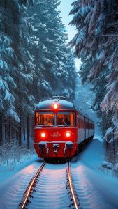 Winter Train iPhone Wallpaper