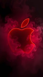 Apple Logo Red Neon iPhone Wallpaper