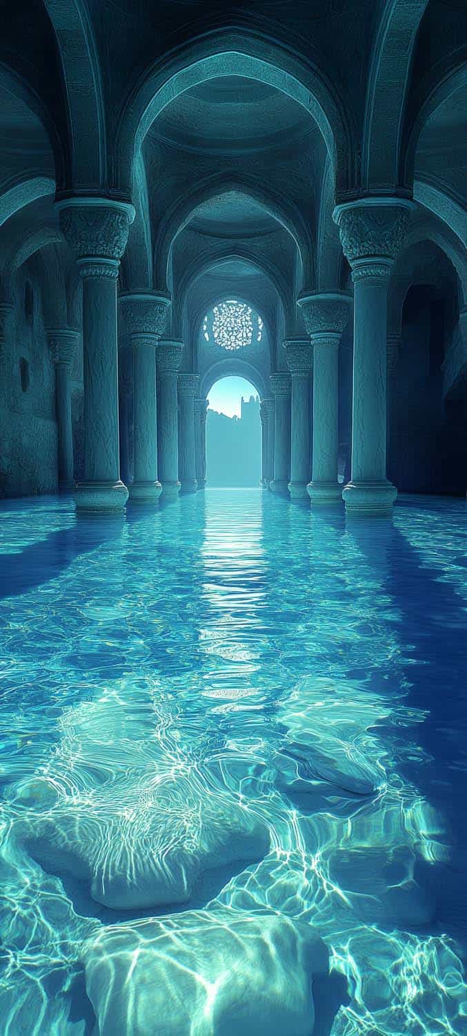 Aqua Castle iPhone Wallpaper