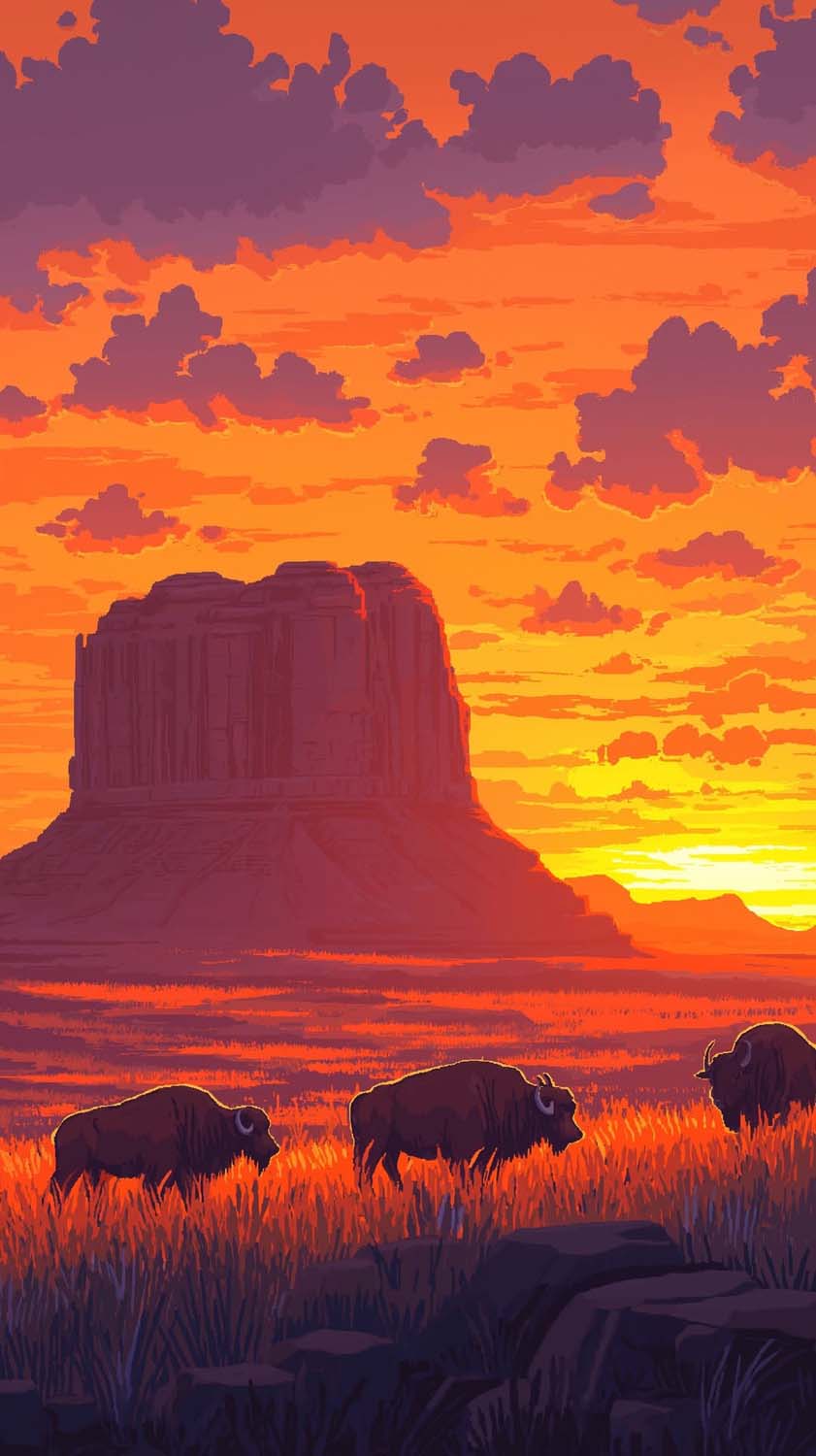 Bison Sunset iPhone Wallpaper