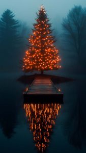 Christmas Tree in Dark iPhone Wallpaper