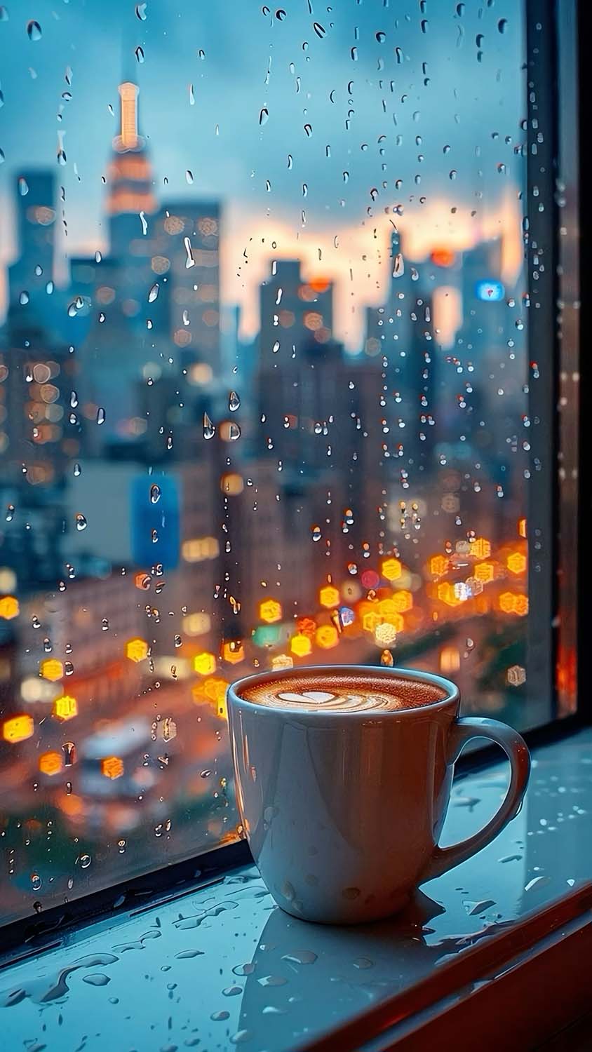 Coffee and Rain iPhone Wallpaper