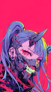 Devil Mask Girl iPhone Wallpaper