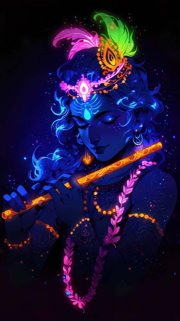 Krishna Artwork iPhone Wallpaper