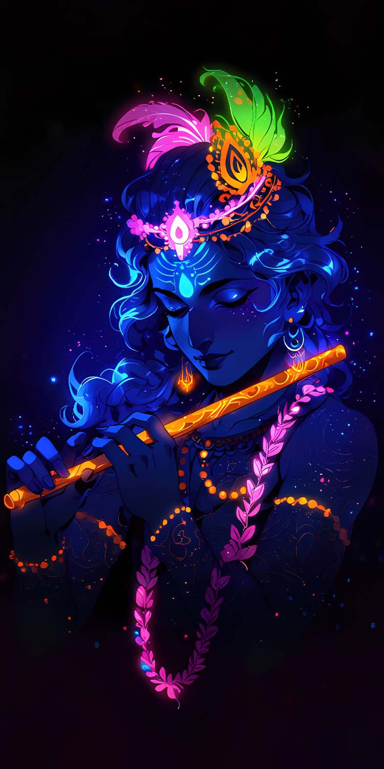 Krishna Artwork iPhone Wallpaper