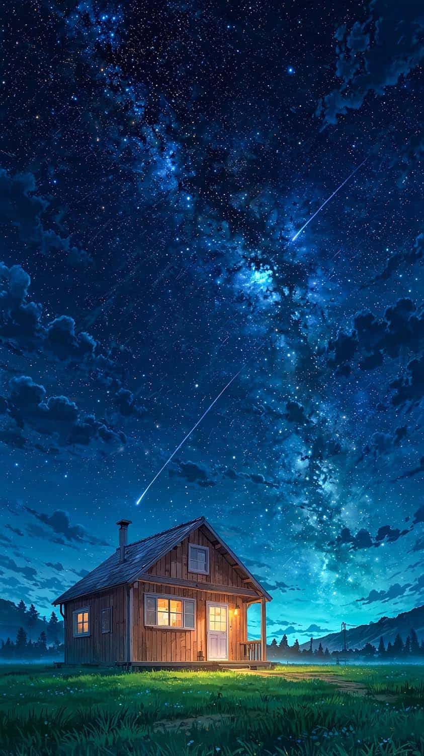 Lit Sky House iPhone Wallpaper