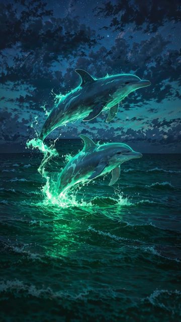 Magical Dolphins iPhone Wallpaper