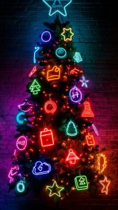 Neon Christmas Tree iPhone Wallpaper