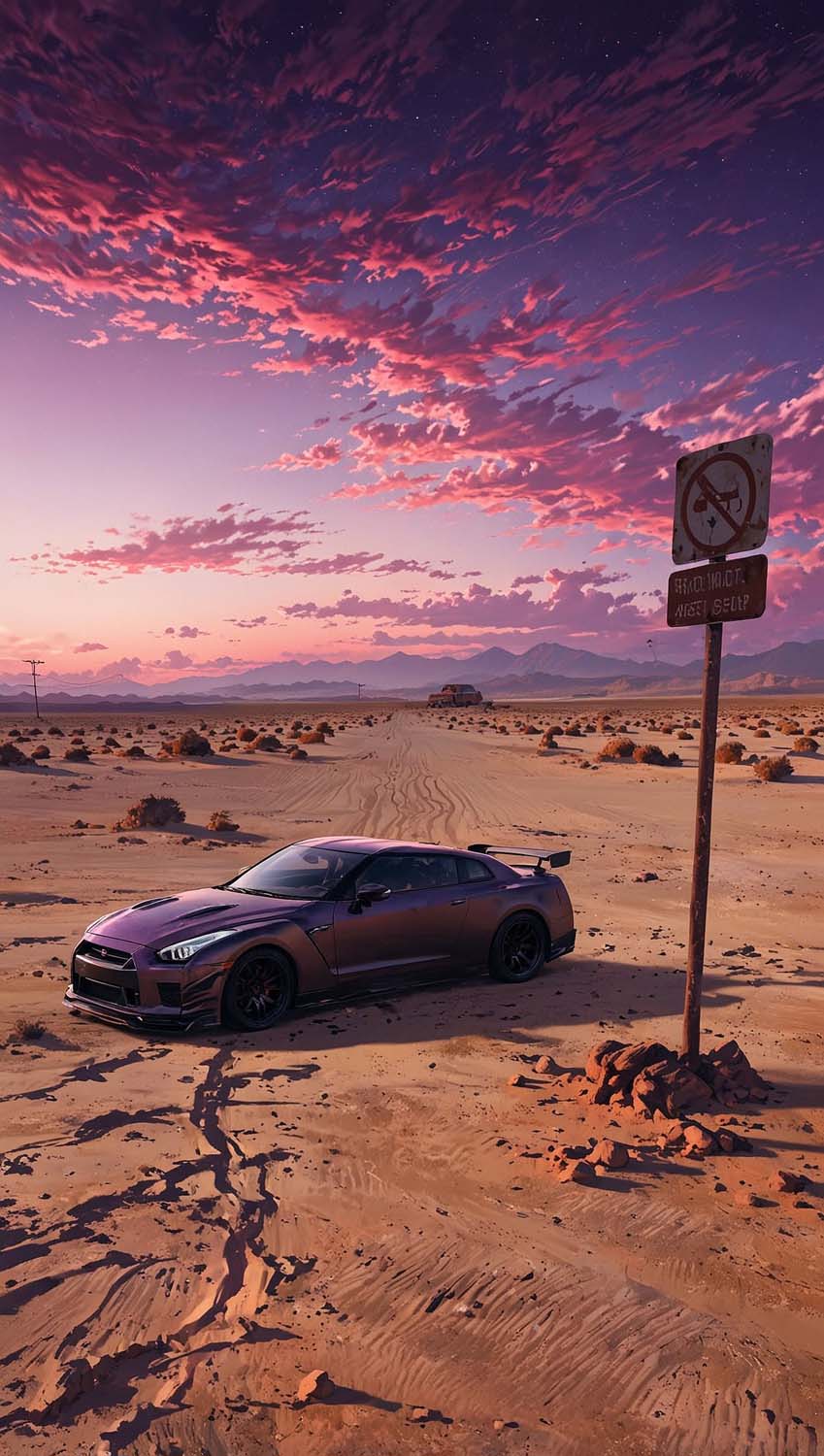 Nissan GTR in Desert iPhone Wallpaper