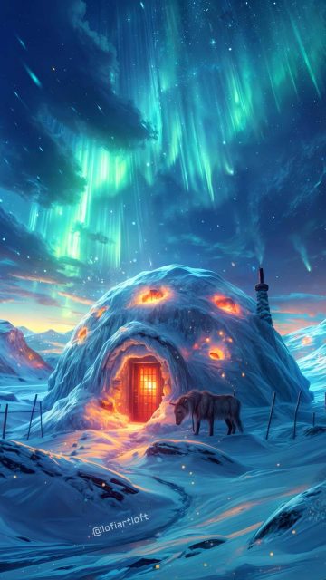 North Pole Igloo House iPhone Wallpaper