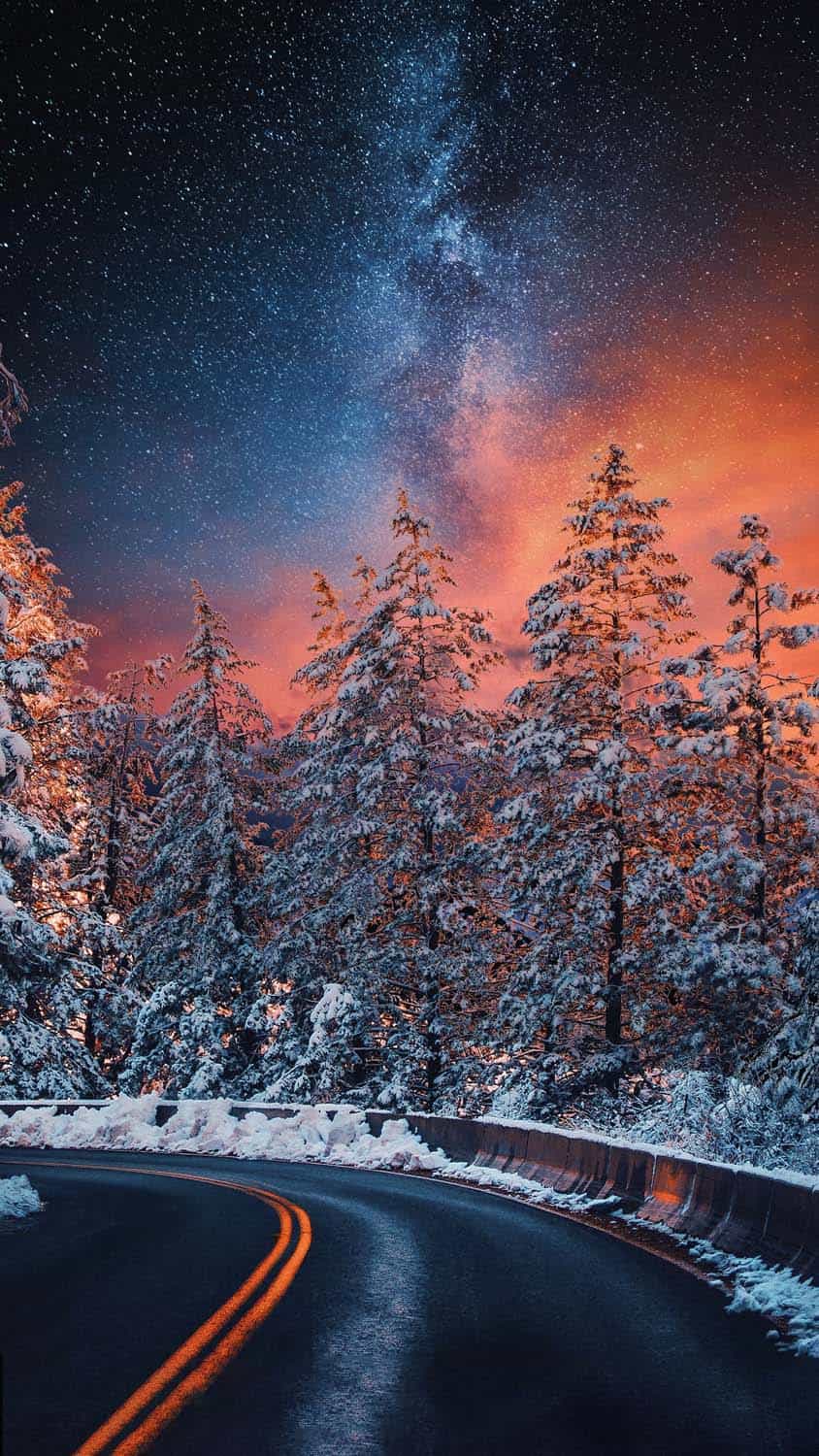 Snow Road iPhone Wallpaper