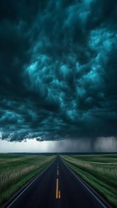 Storm Clouds Road iPhone Wallpaper