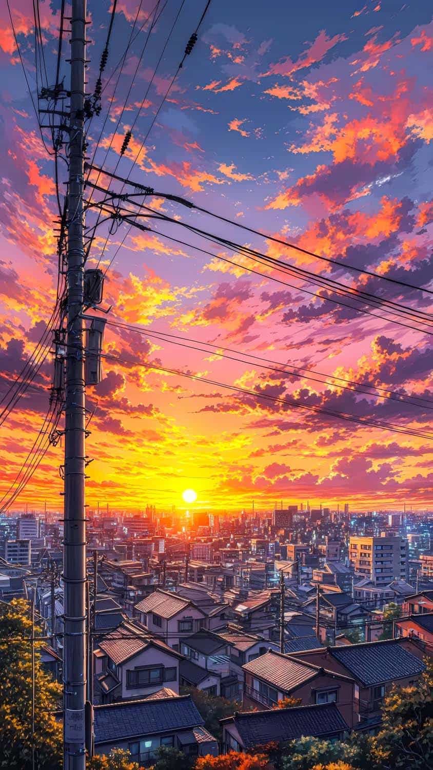 Sunset City Sky iPhone Wallpaper