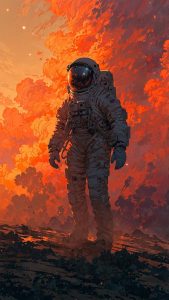 Astronaut on Mars iPhone Wallpaper