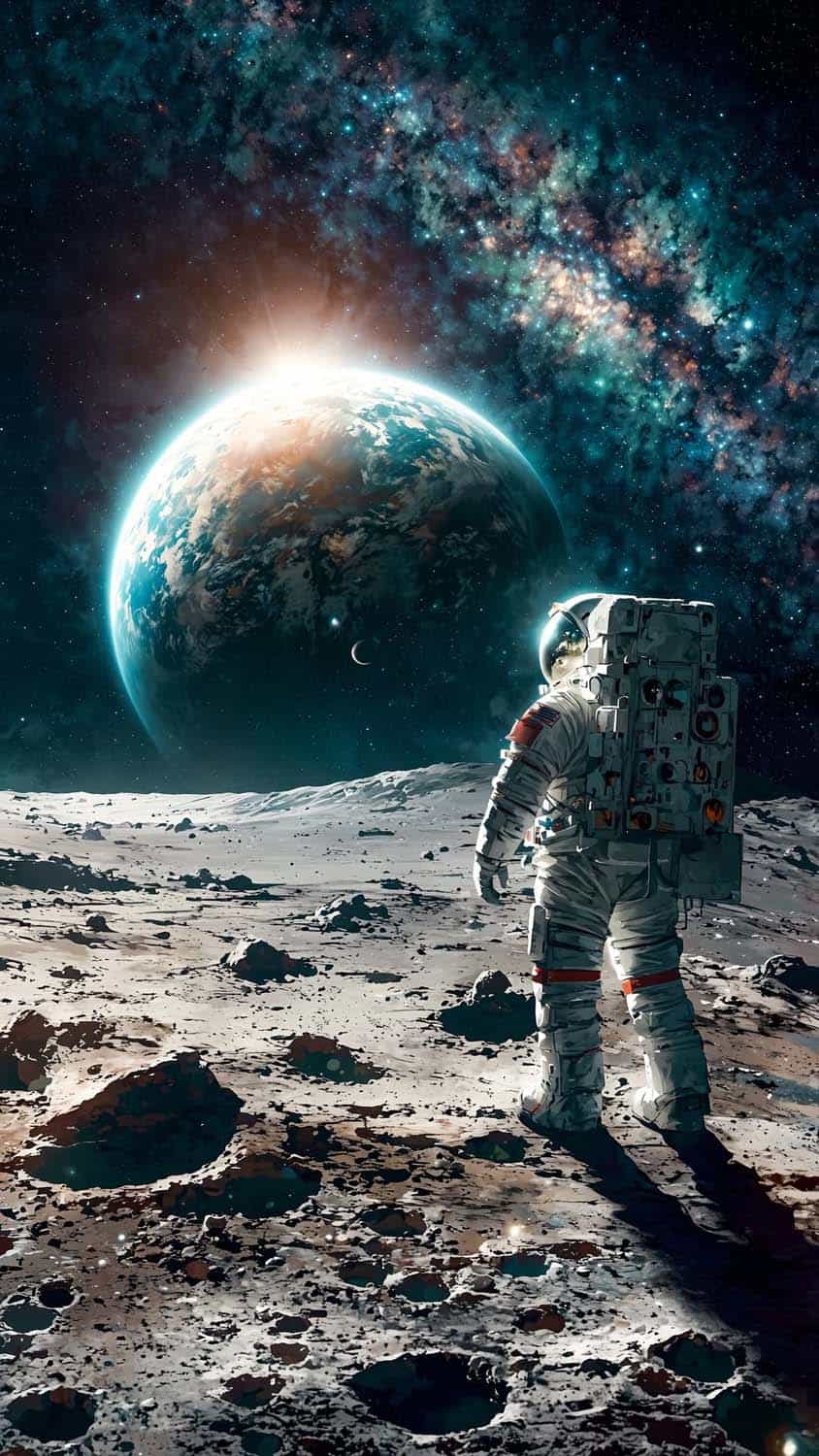 Astronaut on the Moon iPhone Wallpaper