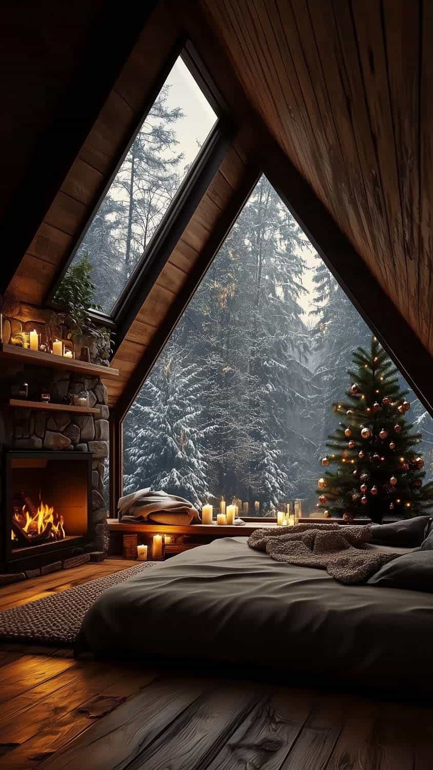 Cozy Wooden House iPhone Wallpaper