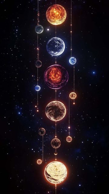 Hanging Planets iPhone Wallpaper