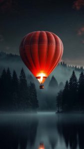 Hot Air Balloon Reflection iPhone Wallpaper