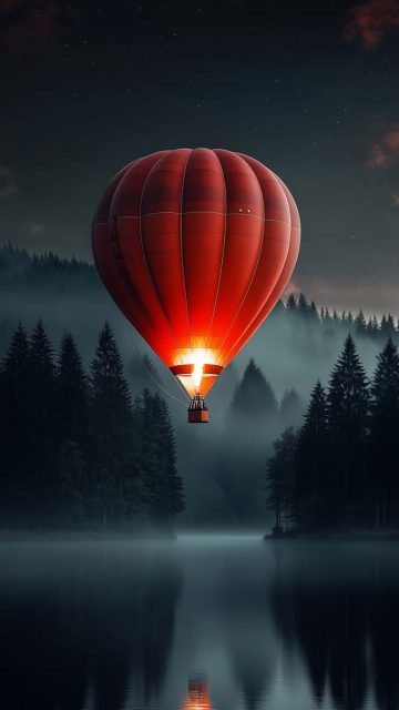 Hot Air Balloon Reflection iPhone Wallpaper