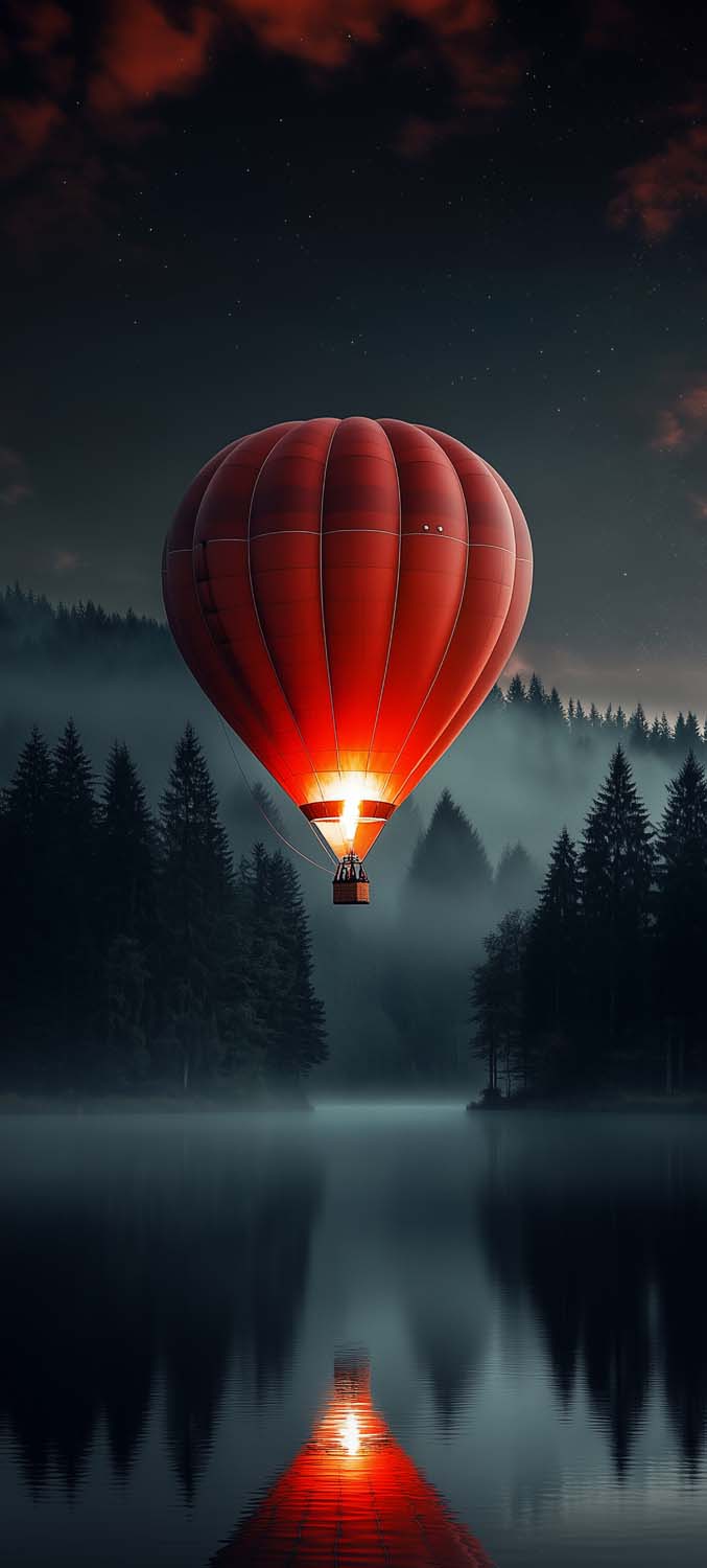 Hot Air Balloon Reflection iPhone Wallpaper