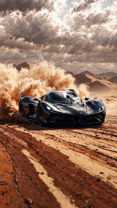 Hypercar in desert iPhone Wallpaper