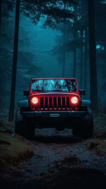 Jeep in Forest iPhone Wallpaper