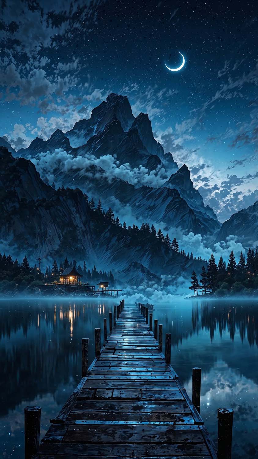 Mountain Lake Pier iPhone Wallpaper