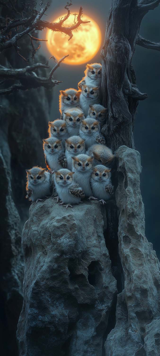 Owl Family iPhone Wallpaper