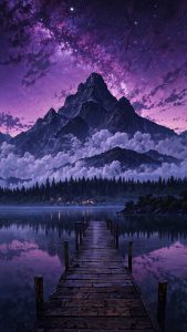 Pier Lake Mountain Reflection iPhone Wallpaper