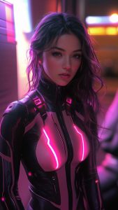 Pink Neon Girl iPhone Wallpaper