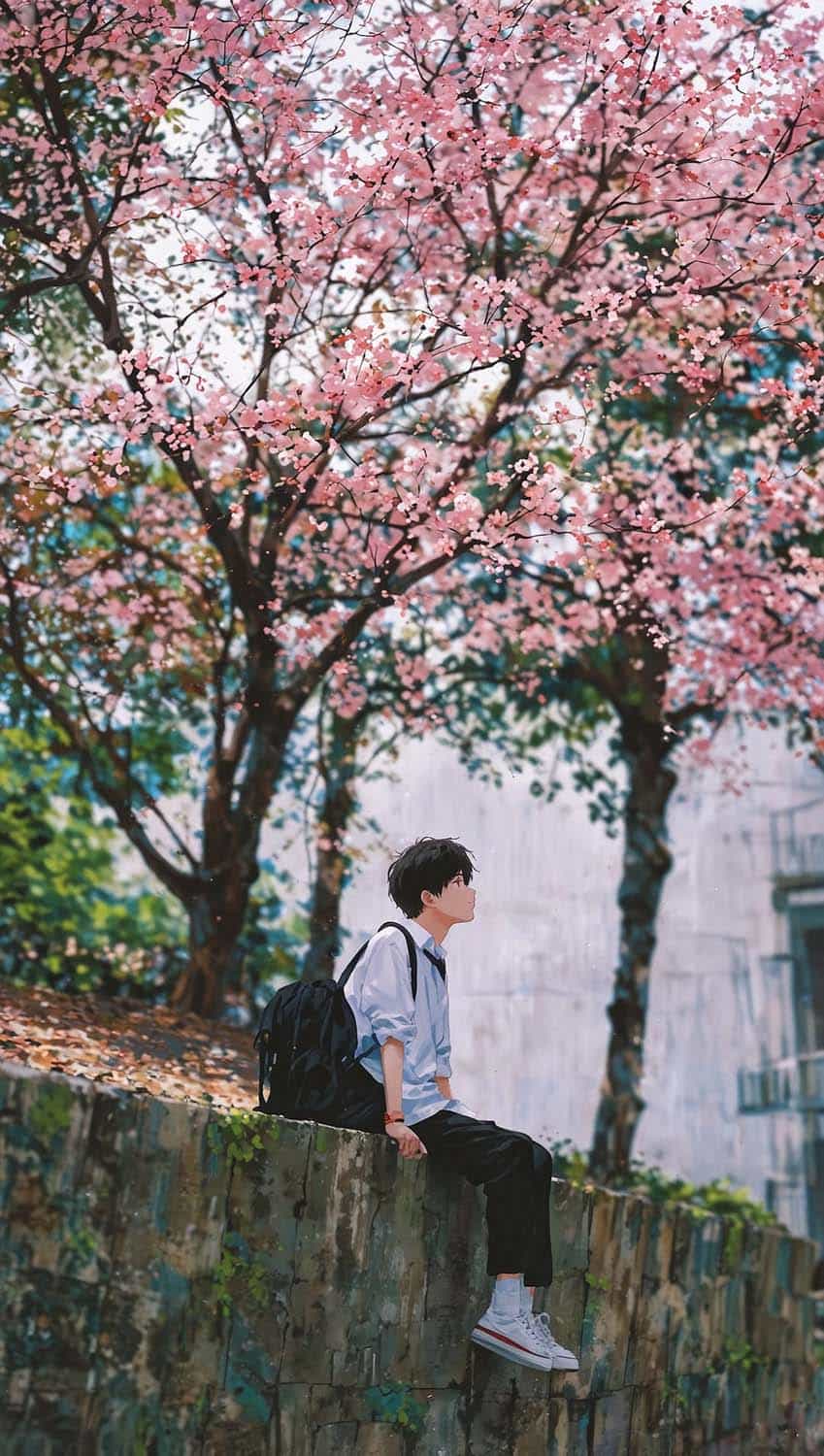 Sakura Trees iPhone Wallpaper