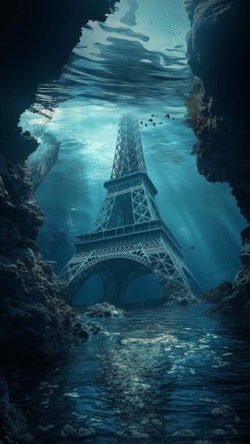 Underwater Paris iPhone Wallpaper