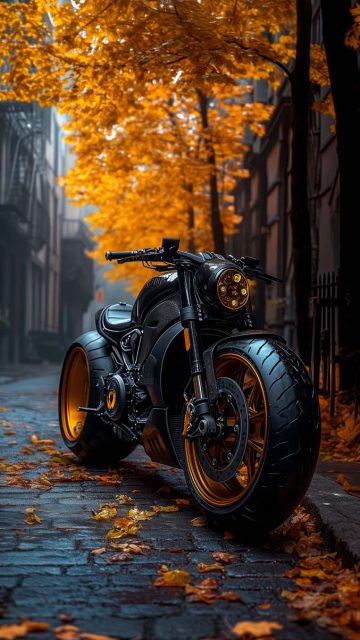 Autumn Chopper Bike iPhone Wallpaper