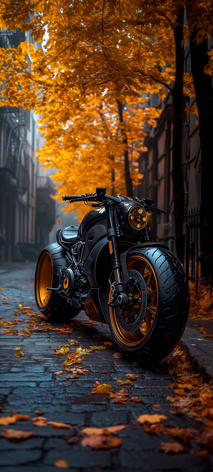 Autumn Chopper Bike iPhone Wallpaper