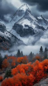 Autumn Snow Mountains iPhone Wallpaper