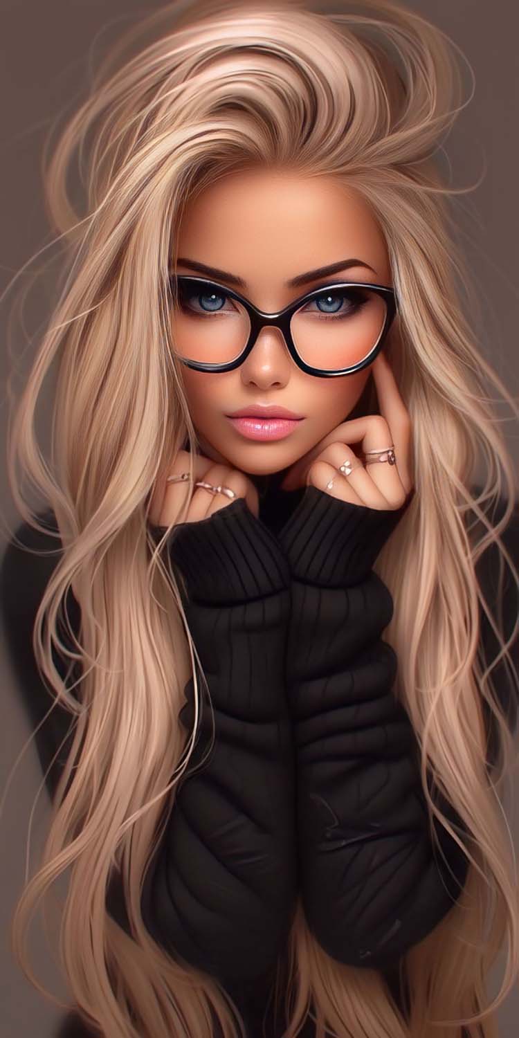 Blonde Girl with Specs iPhone Wallpaper