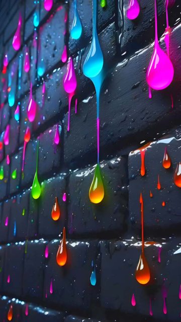 Color Drops Neon iPhone Wallpaper