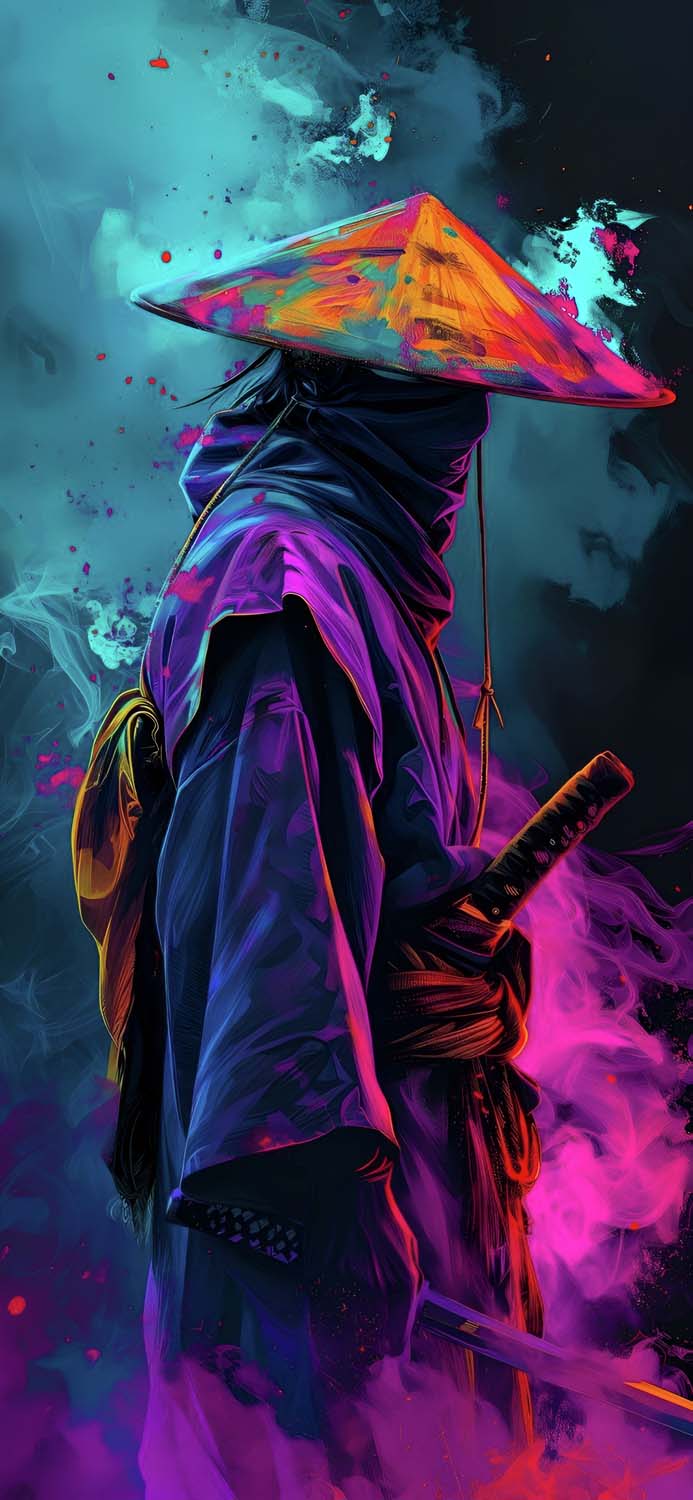 Colorful Samurai iPhone Wallpaper