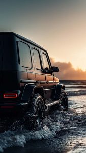 G Wagon on Beach iPhone Wallpaper