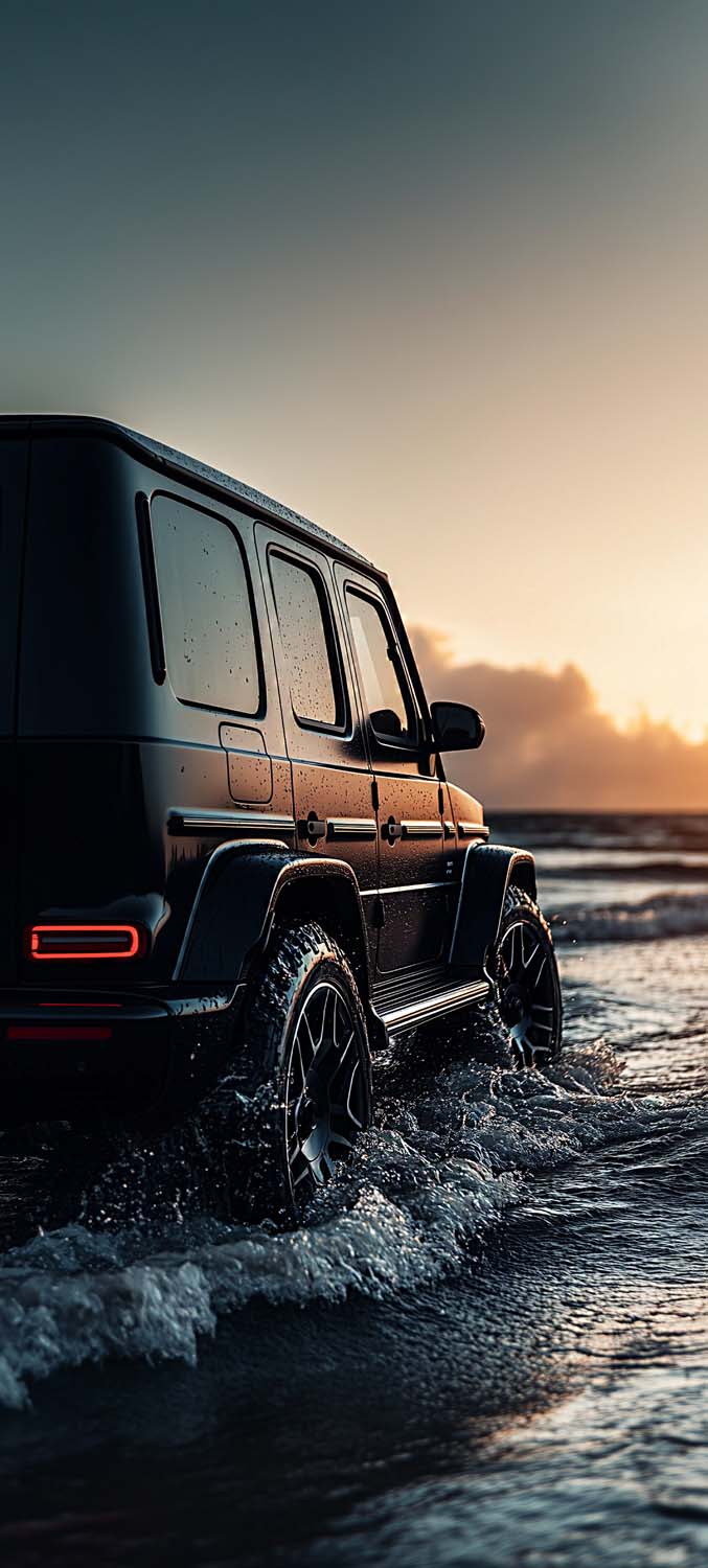 G Wagon on Beach iPhone Wallpaper