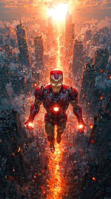 Iron Man in Action iPhone Wallpaper